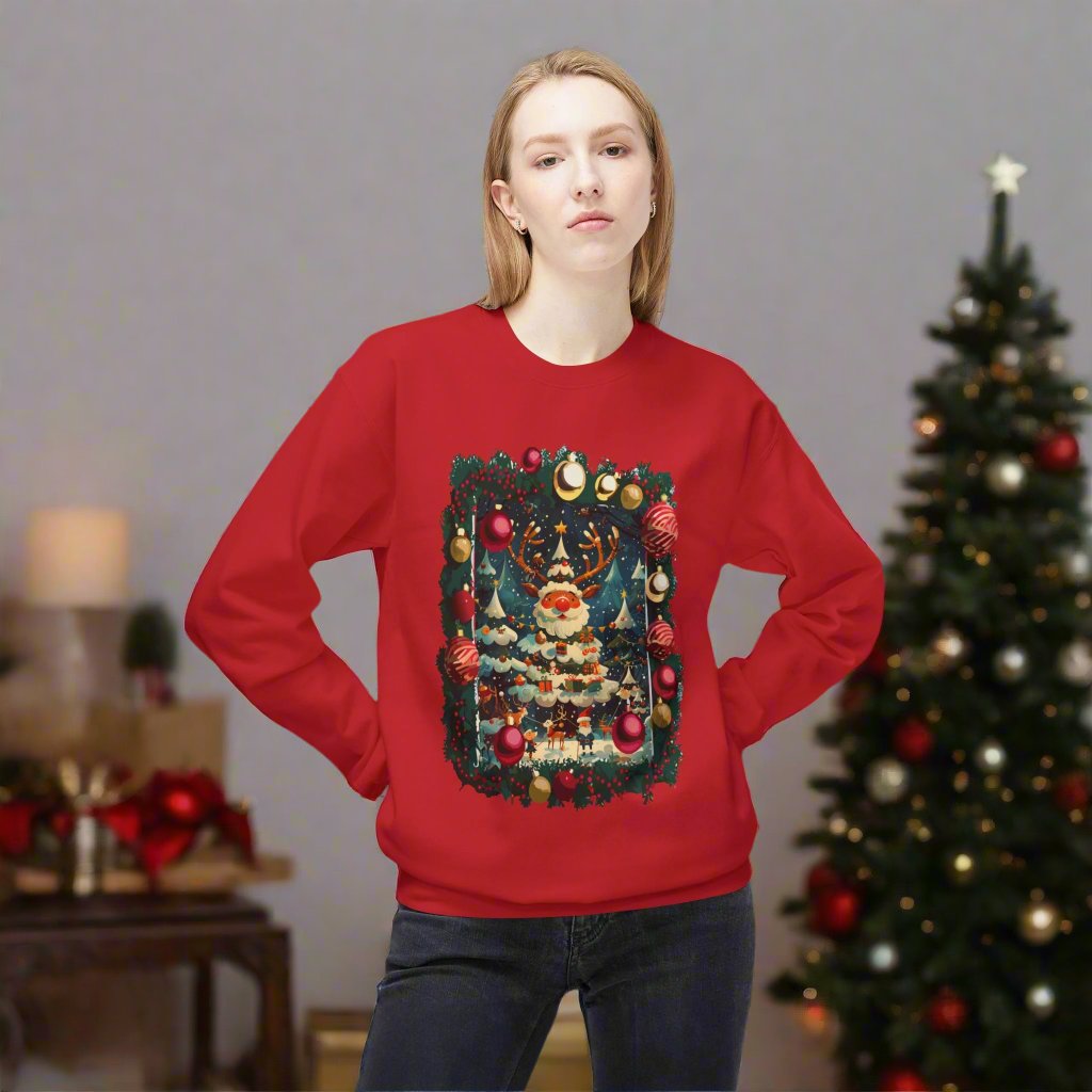 Ugly Christmas Sweatshirt with Festive Reindeer Design - Holiday Crewneck for Christmas Parties - Funny Xmas Sweater Gift for Men, Women & Teens