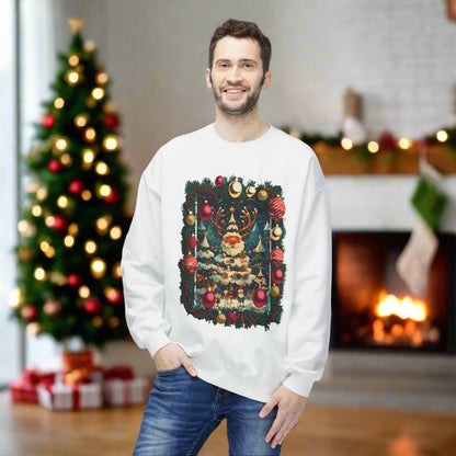 Ugly Christmas Sweatshirt with Festive Reindeer Design - Holiday Crewneck for Christmas Parties - Funny Xmas Sweater Gift for Men, Women & Teens