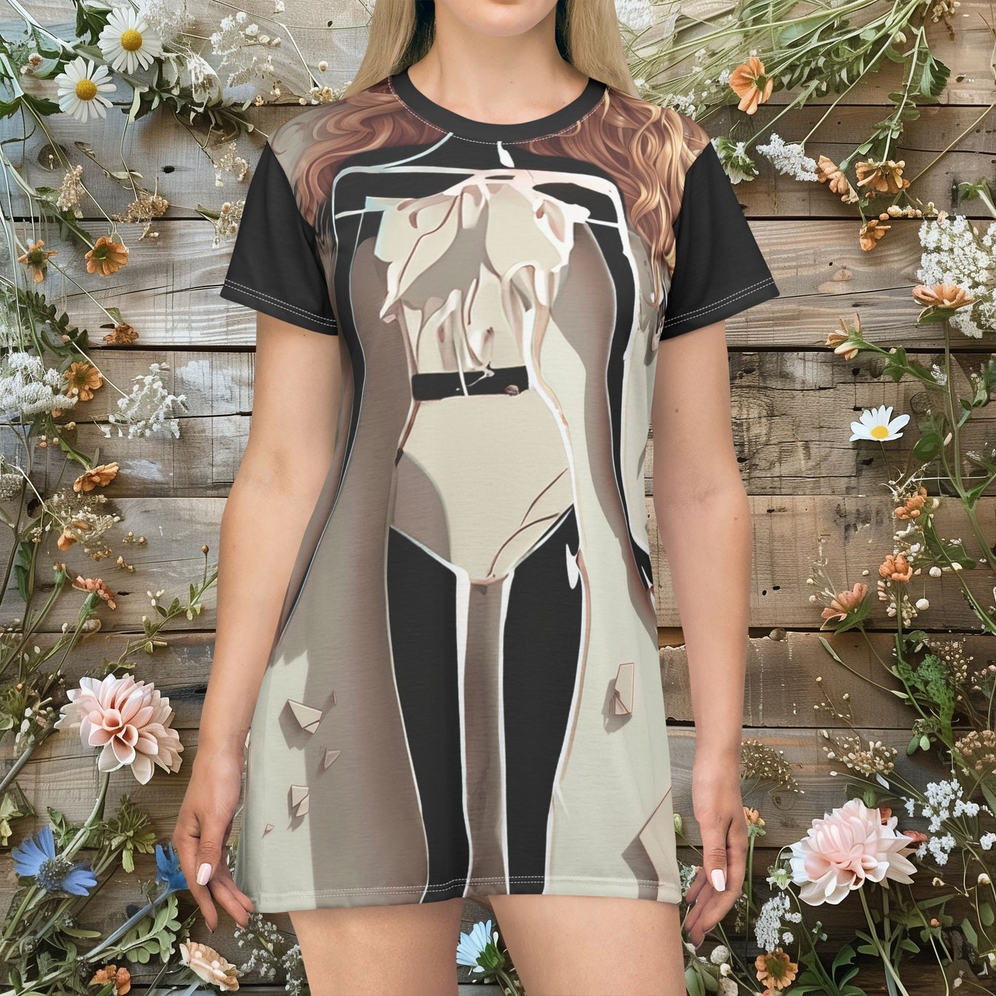 Artistic T-Shirt Dress, Fashionable Casual Wear, Unique Gift for Her, Summer Dress, Versatile Everyday Style