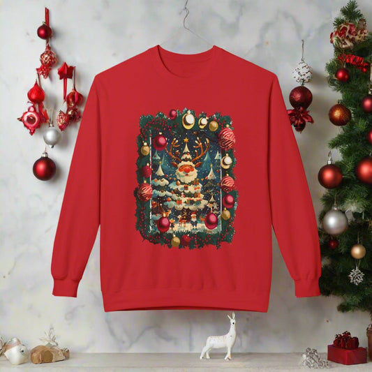 Ugly Christmas Sweatshirt with Festive Reindeer Design - Holiday Crewneck for Christmas Parties - Funny Xmas Sweater Gift for Men, Women & Teens