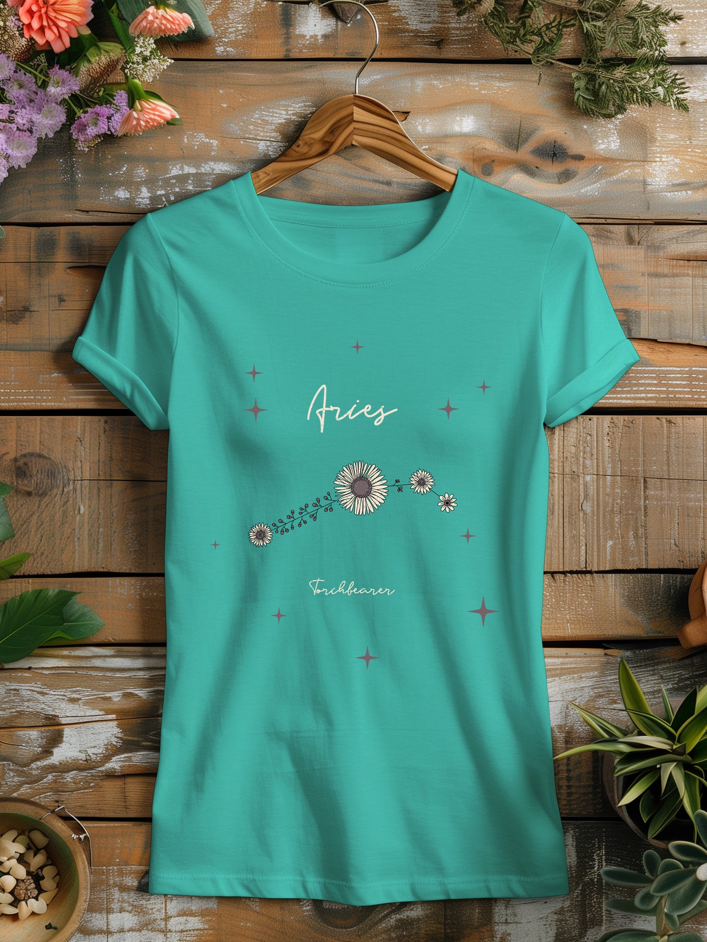 a t - shirt with a flower design on it