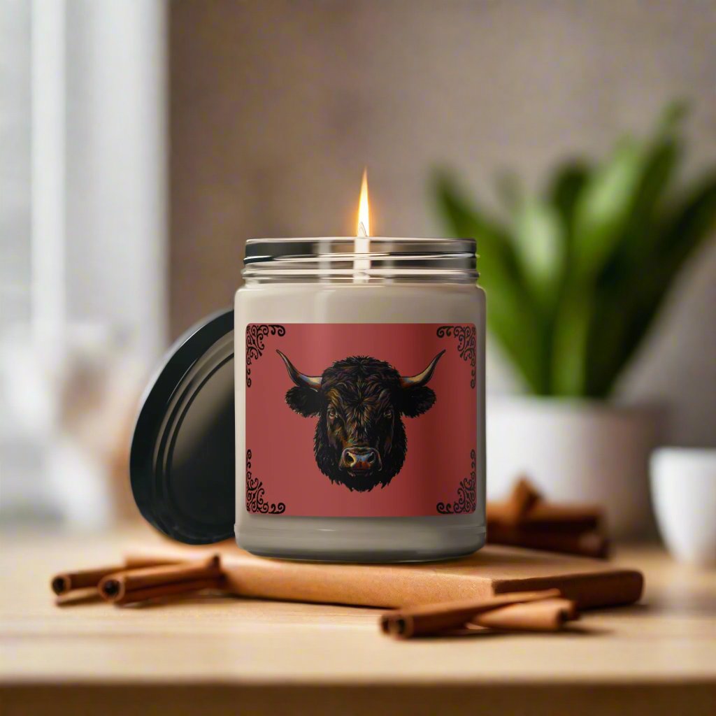 Vintage Rustic Bull Design Soy Candle - | Farmhouse Decor | Unique Home Essential | Scented Candle for Relaxing Ambiance