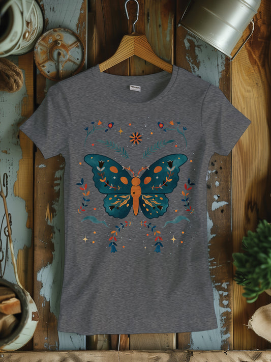 Women's Butterfly T-Shirt for Street Wear, Exercise, Leisure Lifestyle, or Lounging - Women's Softstyle Tee