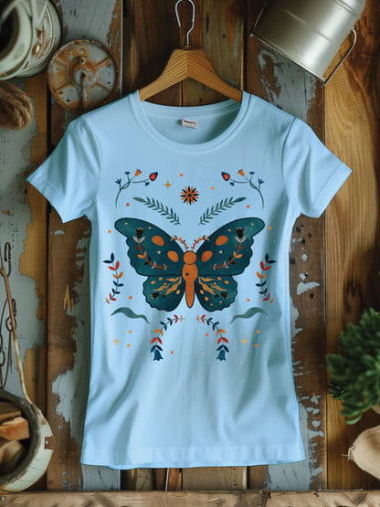 Women's Butterfly T-Shirt for Street Wear, Exercise, Leisure Lifestyle, or Lounging - Women's Softstyle Tee