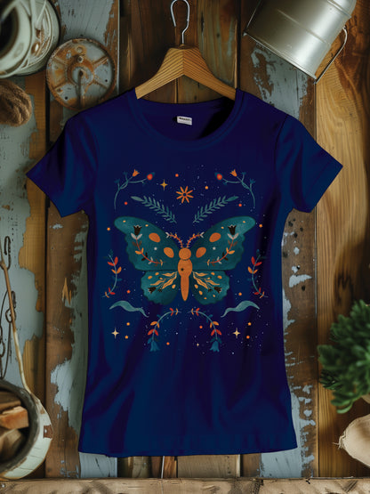 Women's Butterfly T-Shirt for Street Wear, Exercise, Leisure Lifestyle, or Lounging - Women's Softstyle Tee