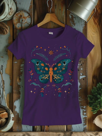 Women's Butterfly T-Shirt for Street Wear, Exercise, Leisure Lifestyle, or Lounging - Women's Softstyle Tee