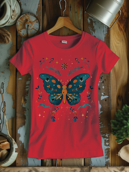 Women's Butterfly T-Shirt for Street Wear, Exercise, Leisure Lifestyle, or Lounging - Women's Softstyle Tee