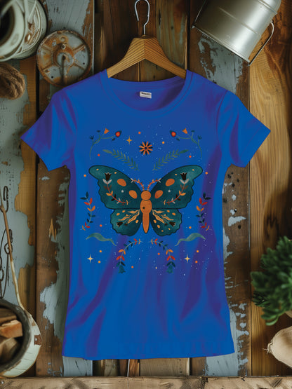 Women's Butterfly T-Shirt for Street Wear, Exercise, Leisure Lifestyle, or Lounging - Women's Softstyle Tee