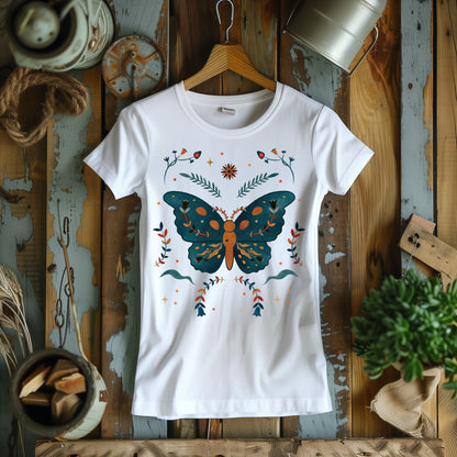 Women's Butterfly T-Shirt for Street Wear, Exercise, Leisure Lifestyle, or Lounging - Women's Softstyle Tee