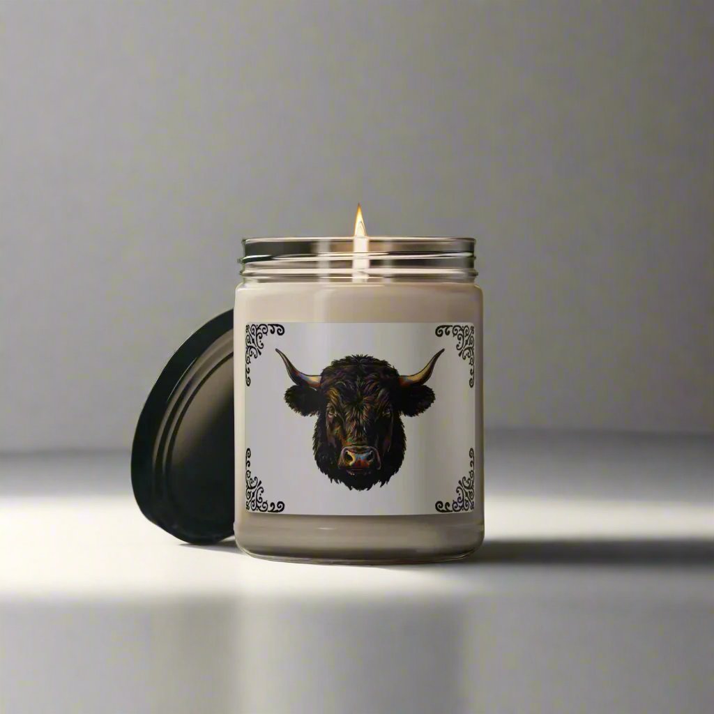 Vintage Rustic Bull Design Soy Candle - | Farmhouse Decor | Unique Home Essential | Scented Candle for Relaxing Ambiance