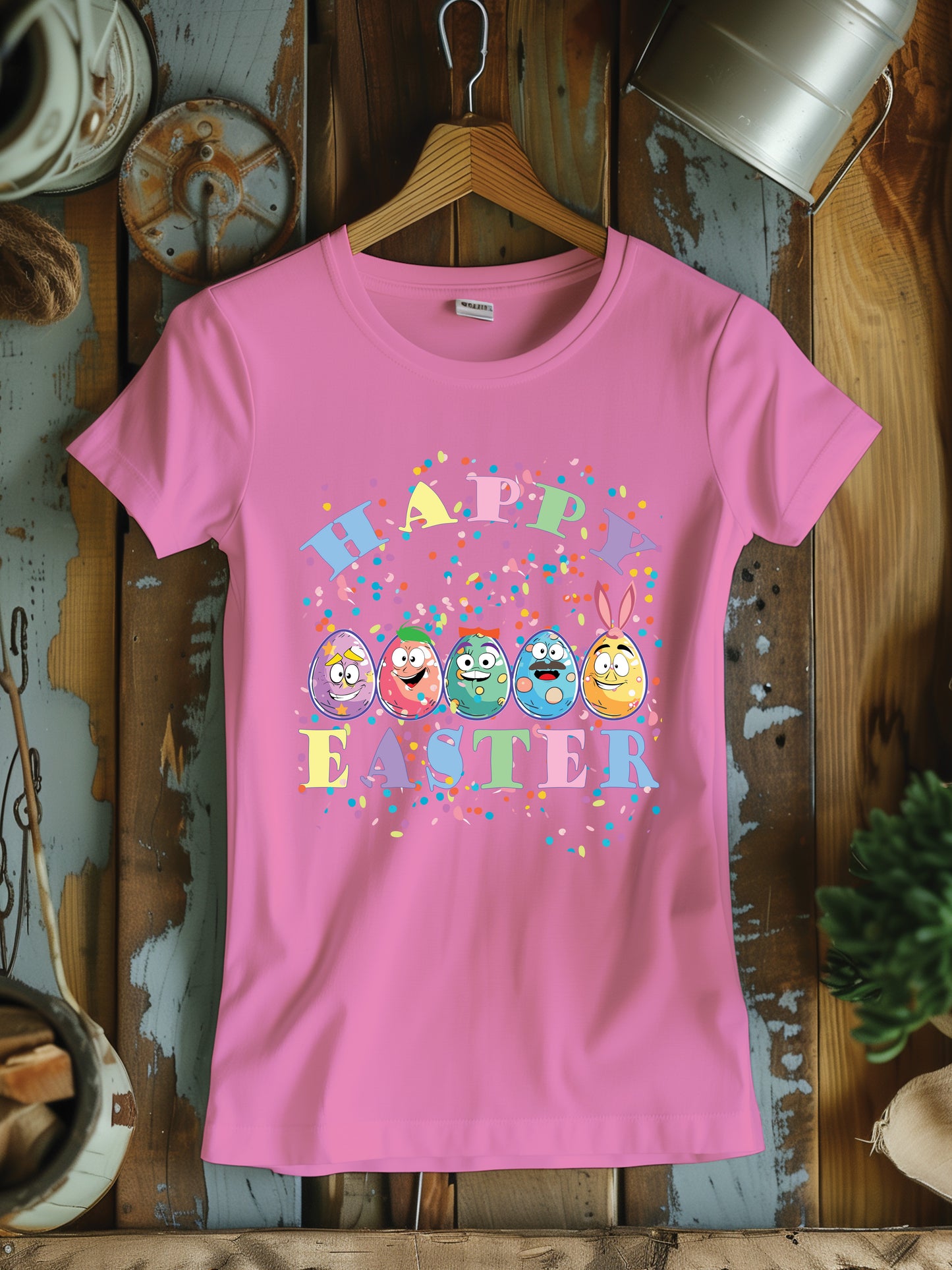 Women's Festive Easter Egg T-Shirt - Cute Holiday Graphic Tee for Women - Pink Spring Celebration Shirt - Easter Sunday Casual Wear - Egg Hunt