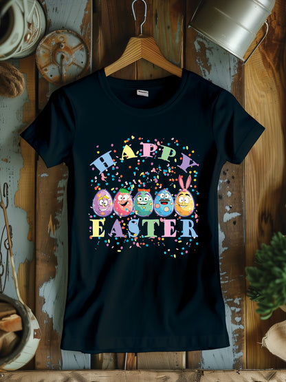 Women's Festive Easter Egg T-Shirt - Cute Holiday Graphic Tee for Women - Pink Spring Celebration Shirt - Easter Sunday Casual Wear - Egg Hunt