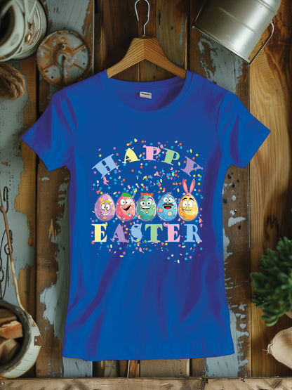 Women's Festive Easter Egg T-Shirt - Cute Holiday Graphic Tee for Women - Pink Spring Celebration Shirt - Easter Sunday Casual Wear - Egg Hunt