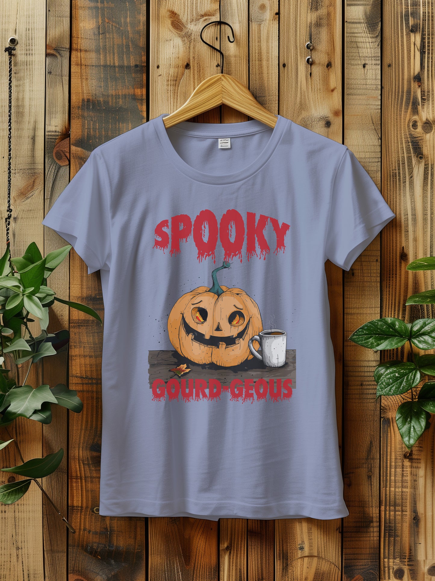 Spooky Gourdeous Halloween T-Shirt - Funny Pumpkin Graphic Tee | Halloween Coffee | Vintage Jack-o'-Lantern Shirt for Fall | Halloween Shirt