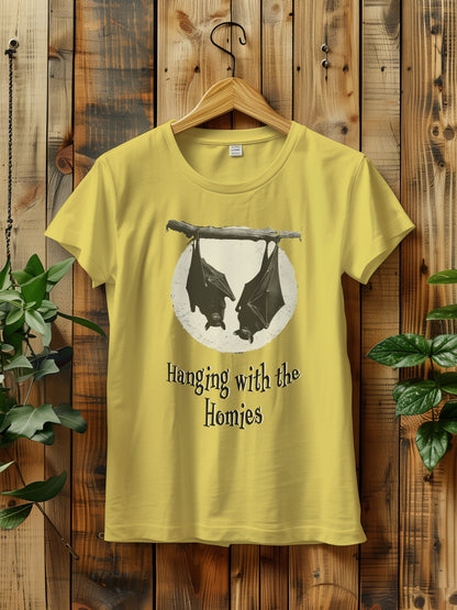 Funny Halloween Bat T-Shirt - "Hanging with the Homies" Tee - Gothic Halloween Shirt - Unique Bat Lover Gift - Halloween Unisex T-Shirt