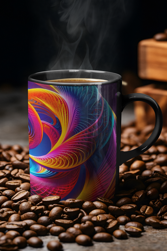 Hopf Fibration Inspired Coffee Mug - Mathematical Art Cup - Vibrant Fractal Geometry Ceramic Mug - Unique Math Lover Gift - 11 or 15 oz