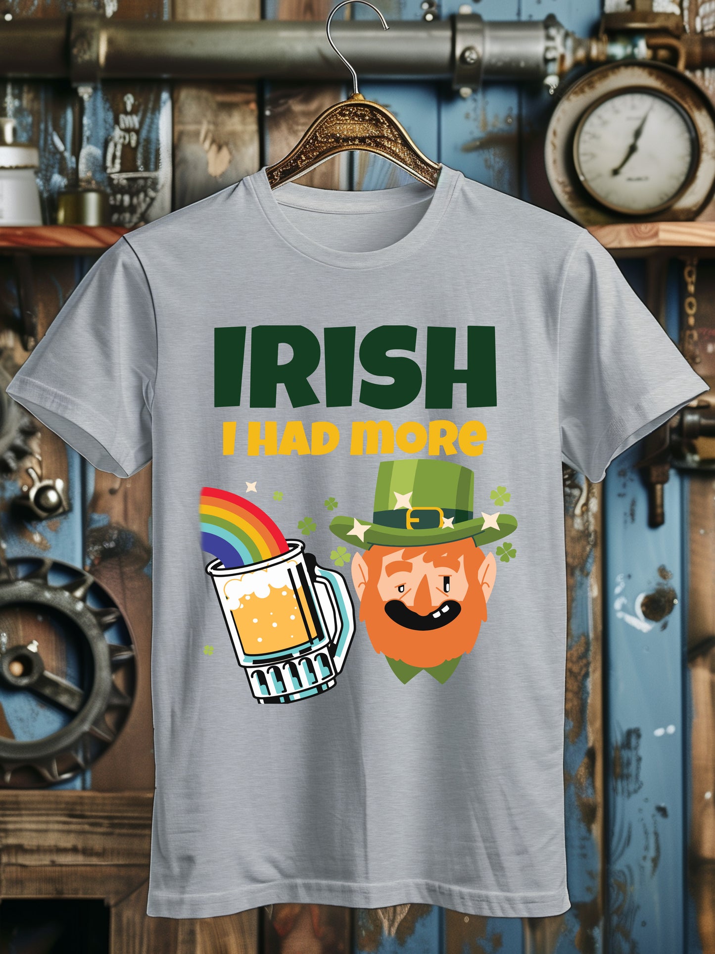 Funny St. Patrick's Day Unisex T-Shirt - 'Irish I Had More' Pun Tee - Green Beer Party Shirt - Saint Paddy's Day Celebration Top for Men