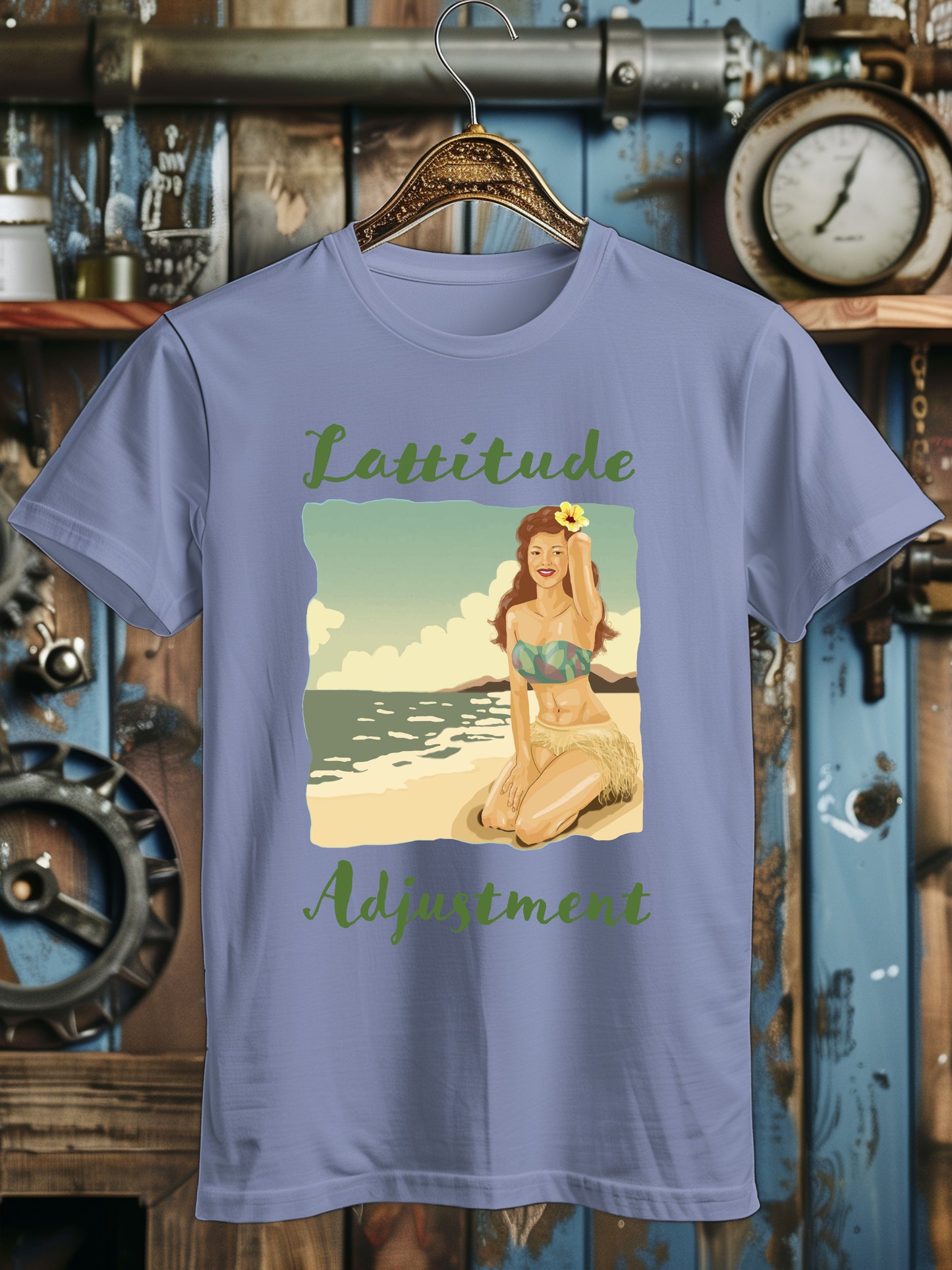 Men's Beach Graphic T-Shirt - 'Latitude Adjustment' Tropical Print T-Shirt - Summer Fashion Top with Vintage Style Design - Casual Beachwear