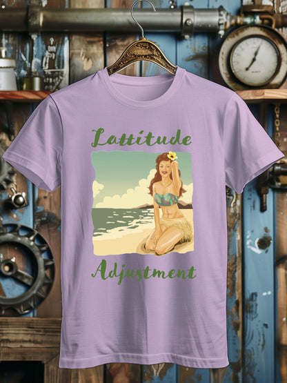 Men's Beach Graphic T-Shirt - 'Latitude Adjustment' Tropical Print T-Shirt - Summer Fashion Top with Vintage Style Design - Casual Beachwear