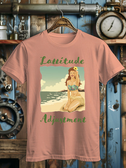 Men's Beach Graphic T-Shirt - 'Latitude Adjustment' Tropical Print T-Shirt - Summer Fashion Top with Vintage Style Design - Casual Beachwear