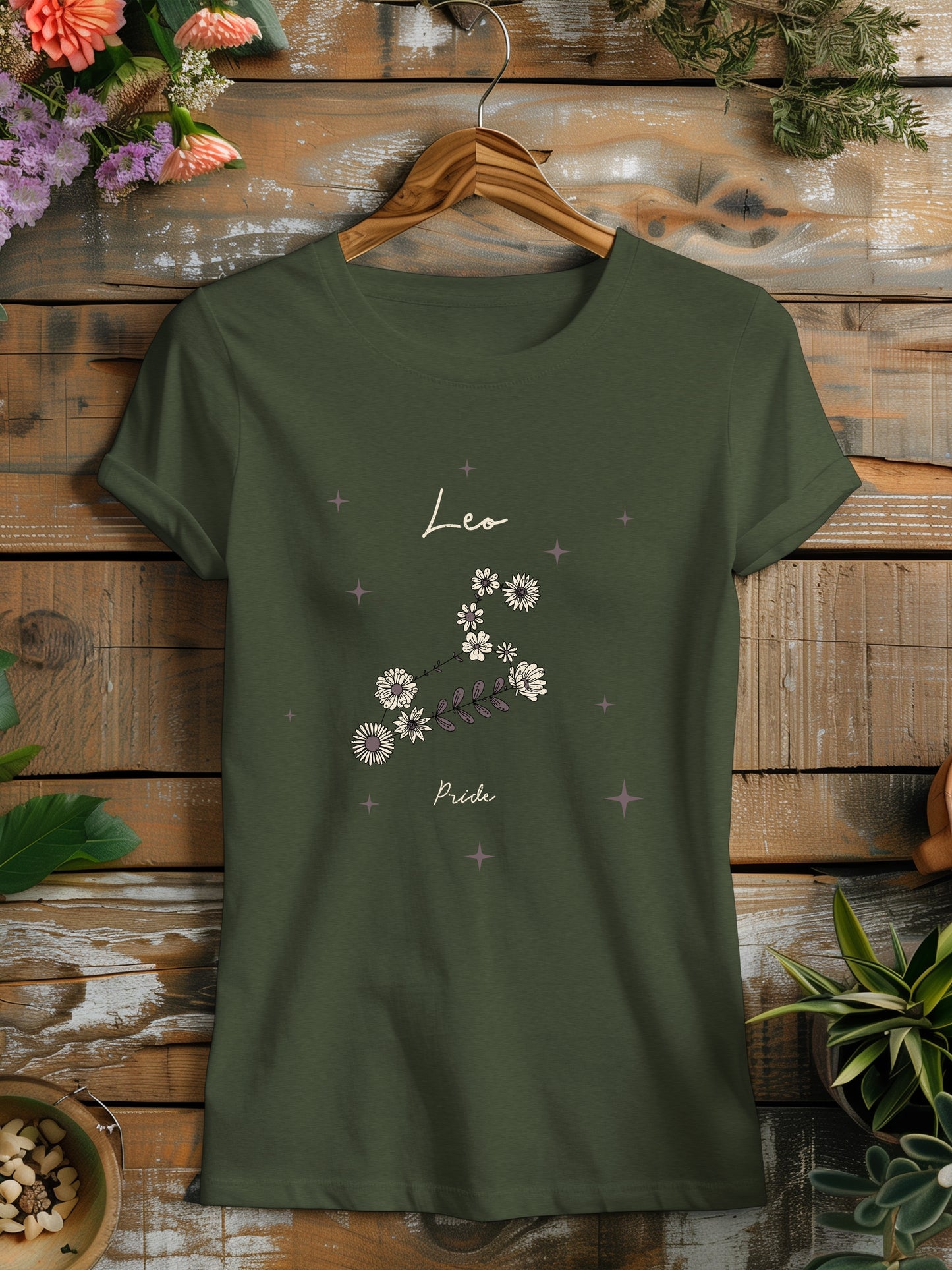 a t - shirt with a floral design on it