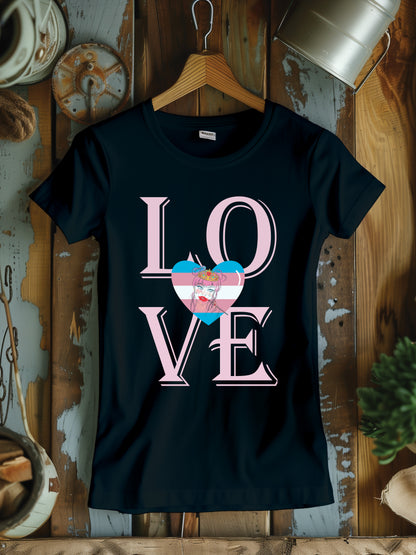 Women's Love Graphic T-Shirt with Pop Art Heart - Romantic Statement Tee, Unisex Valentine's Day Shirt, Bold Love Typography