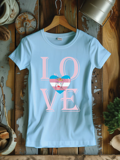 Women's Love Graphic T-Shirt with Pop Art Heart - Romantic Statement Tee, Unisex Valentine's Day Shirt, Bold Love Typography