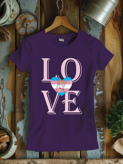 Women's Love Graphic T-Shirt with Pop Art Heart - Romantic Statement Tee, Unisex Valentine's Day Shirt, Bold Love Typography