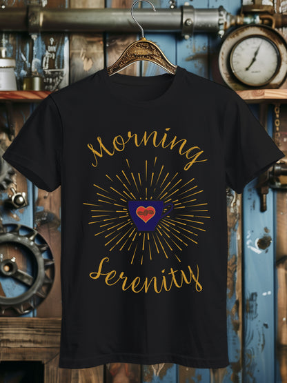 Morning Coffee Serenity Unisex T-Shirt - Zen-Inspired Graphic Tee - Meditation and Mindfulness Shirt - Unique Relaxation Gift