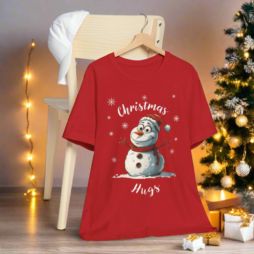 Festive Snowman Christmas Hugs Unisex Tee