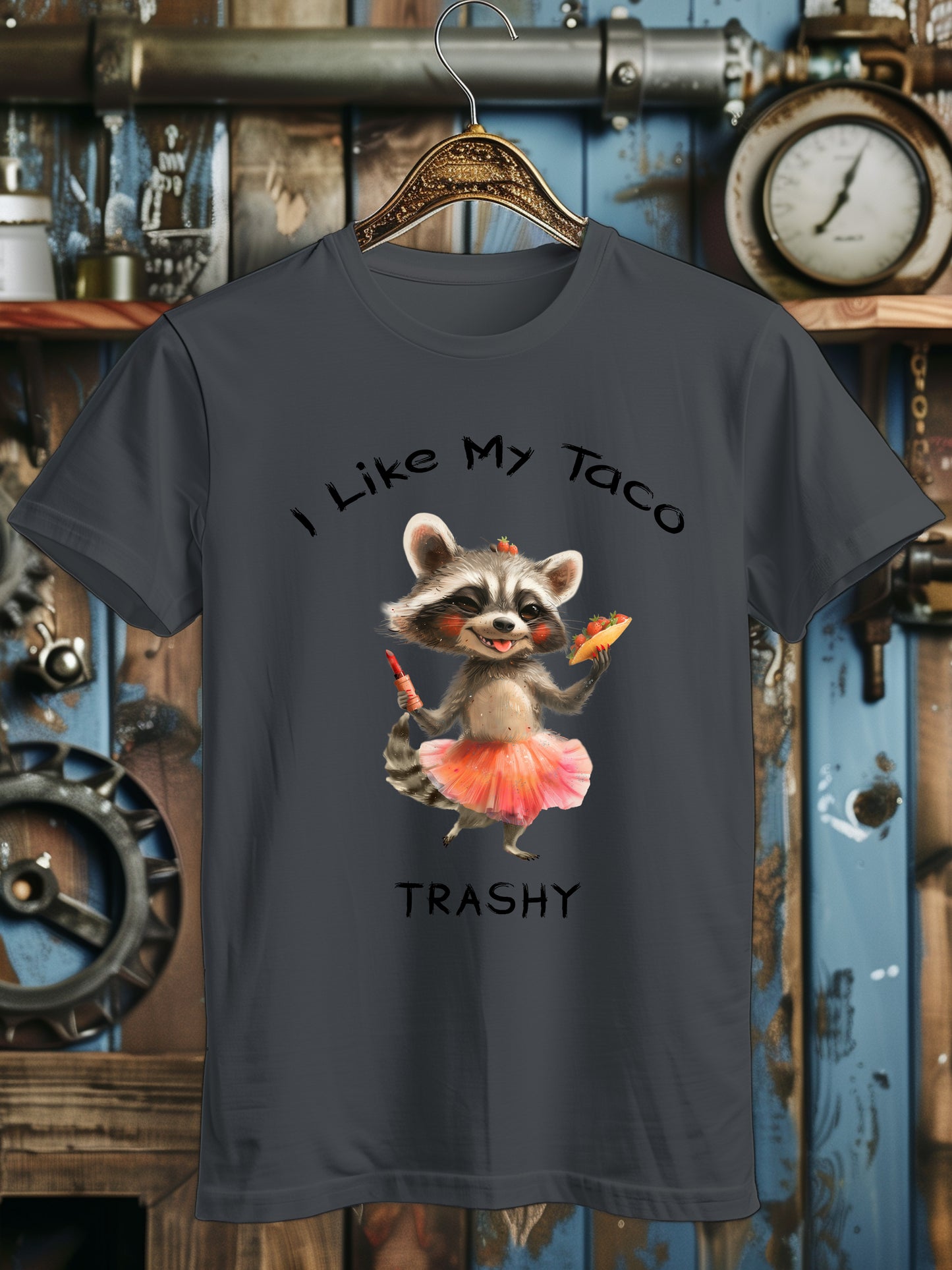 Unisex Funny Taco Lover T-Shirt - I Like My Taco Trashy Raccoon Graphic Tee - Foodie Gift Shirt