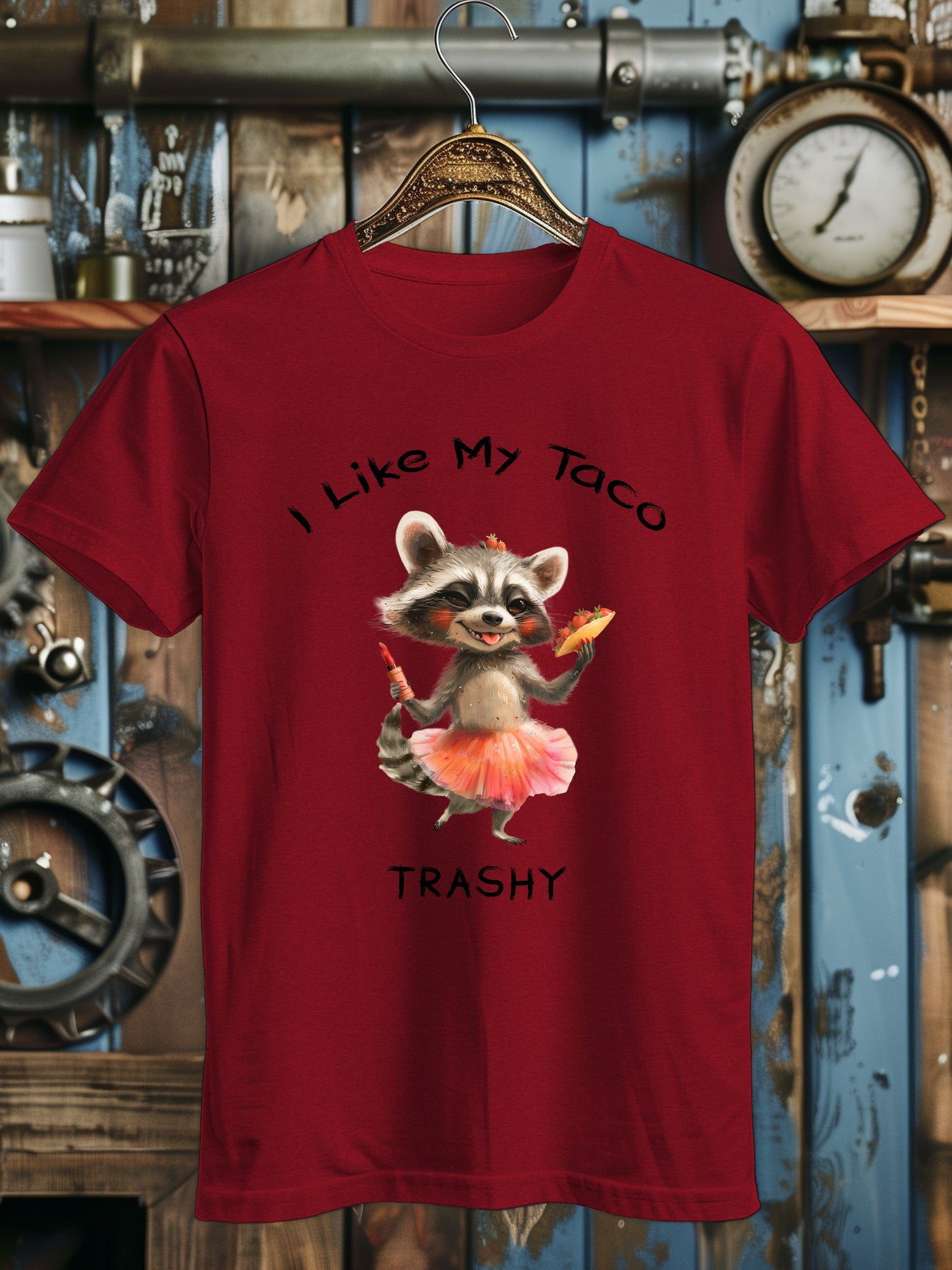 Unisex Funny Taco Lover T-Shirt - I Like My Taco Trashy Raccoon Graphic Tee - Foodie Gift Shirt