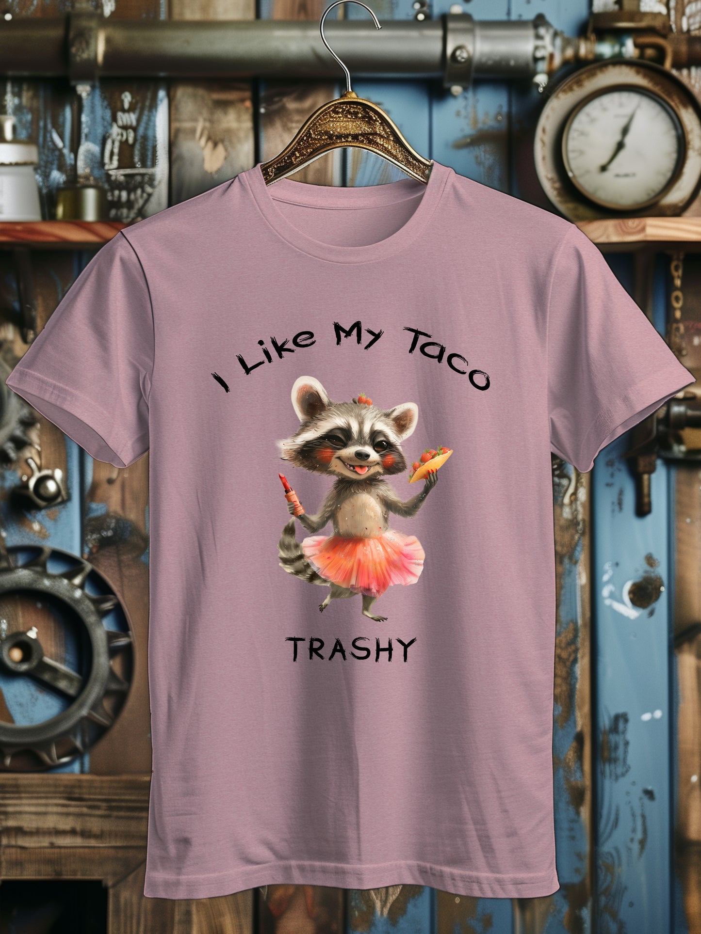 Unisex Funny Taco Lover T-Shirt - I Like My Taco Trashy Raccoon Graphic Tee - Foodie Gift Shirt