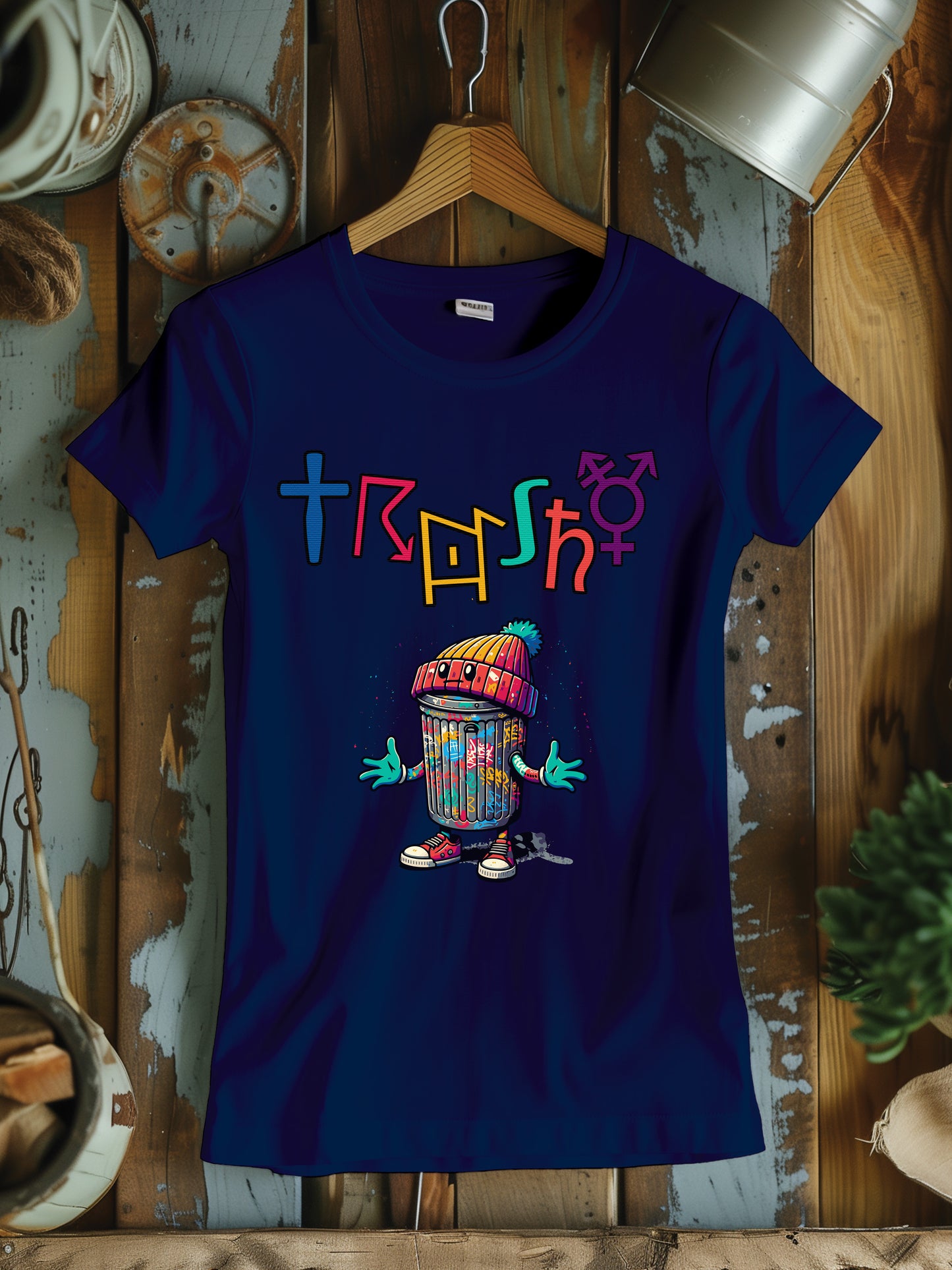 "TRASHY" Funky Graffiti T-Shirt - Street Art Inspired Tee, Urban Art Character Shirt, Quirky Streetwear, Hip Hop Fashion Top