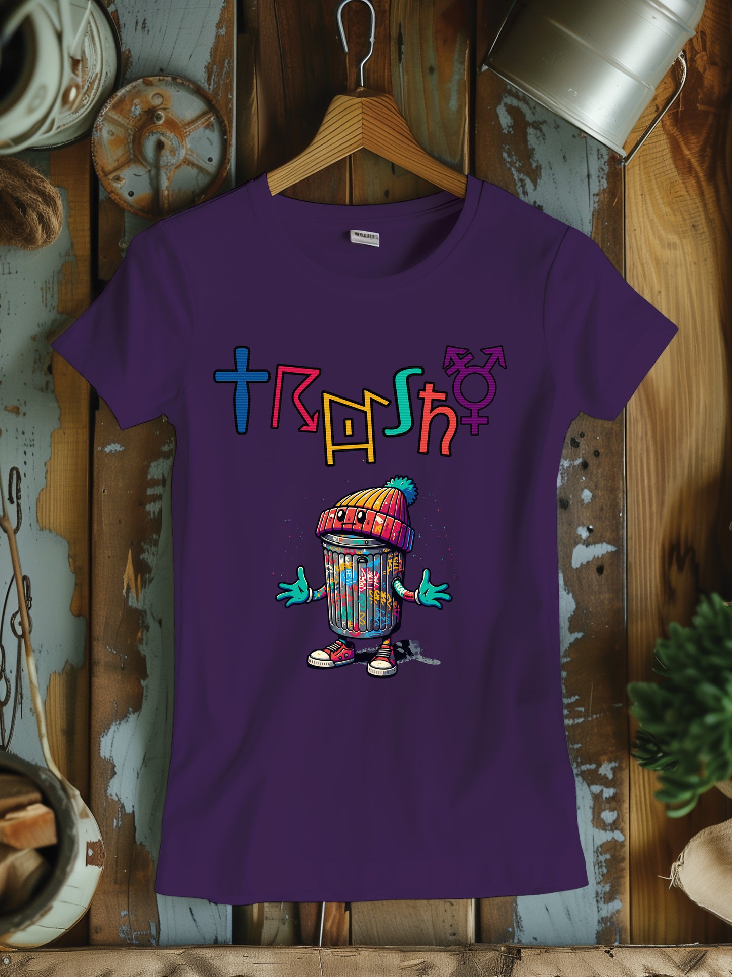 "TRASHY" Funky Graffiti T-Shirt - Street Art Inspired Tee, Urban Art Character Shirt, Quirky Streetwear, Hip Hop Fashion Top