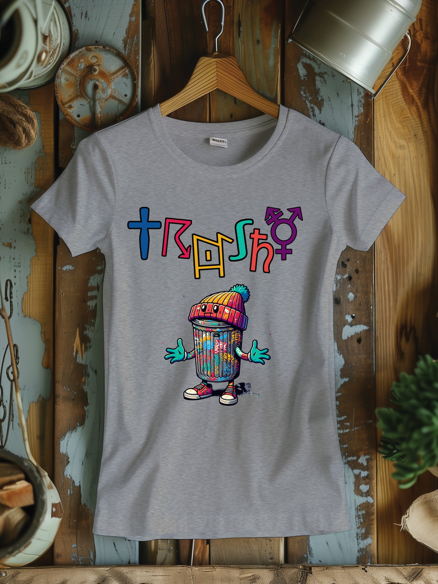 "TRASHY" Funky Graffiti T-Shirt - Street Art Inspired Tee, Urban Art Character Shirt, Quirky Streetwear, Hip Hop Fashion Top