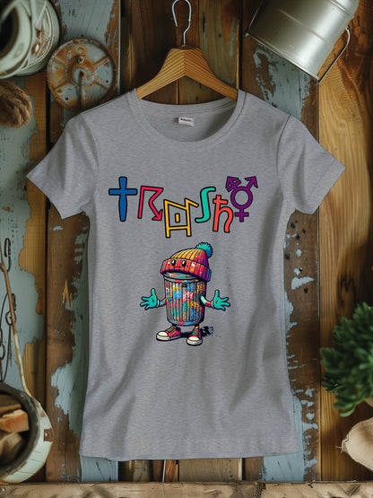 "TRASHY" Funky Graffiti T-Shirt - Street Art Inspired Tee, Urban Art Character Shirt, Quirky Streetwear, Hip Hop Fashion Top