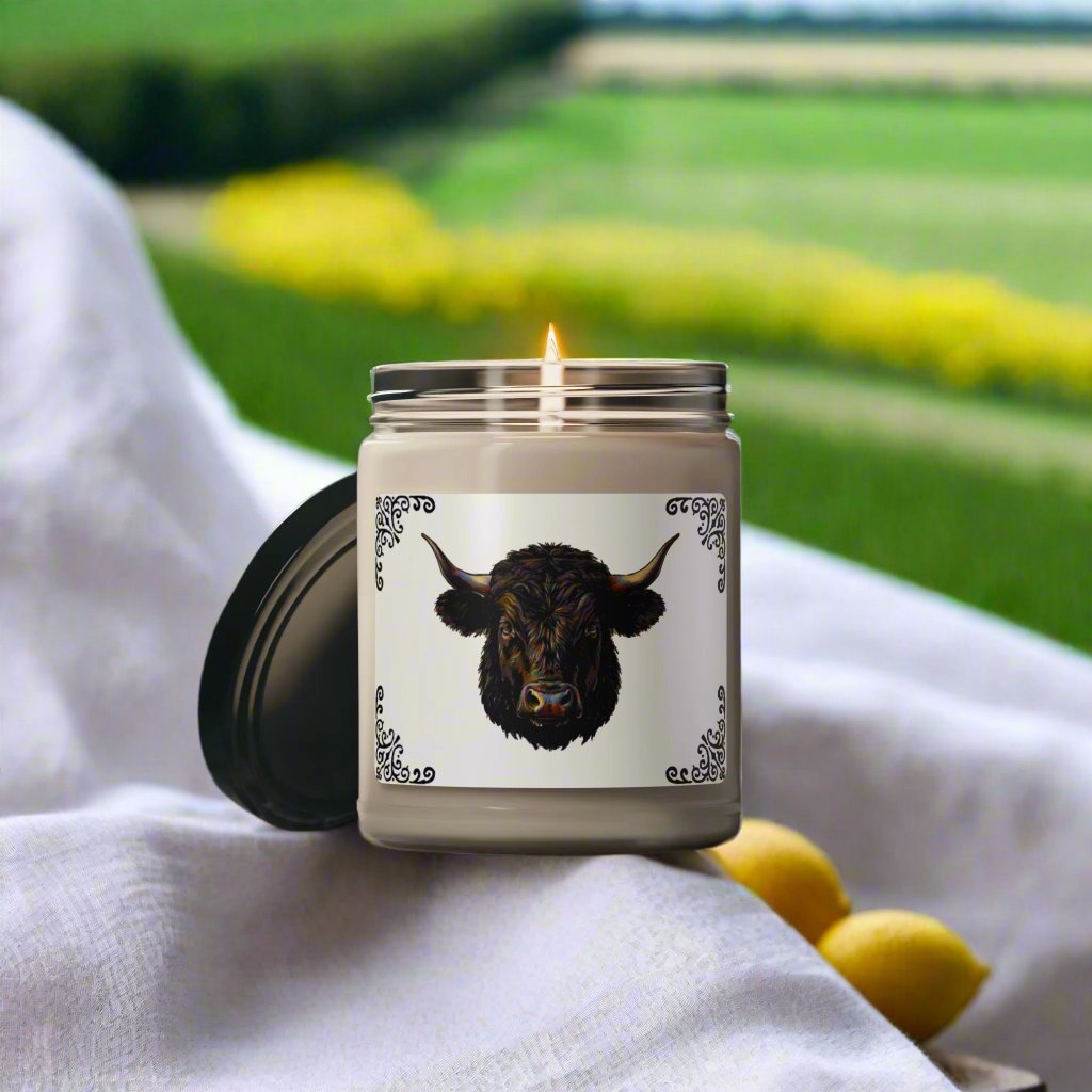 Vintage Rustic Bull Design Soy Candle - | Farmhouse Decor | Unique Home Essential | Scented Candle for Relaxing Ambiance