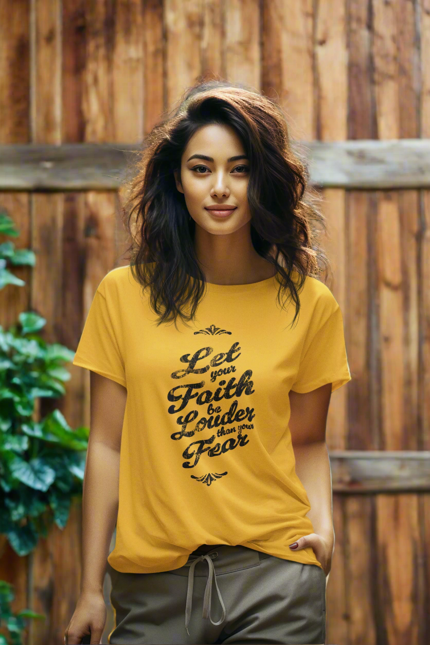 Unisex Inspirational Faith T-Shirt  Let Your Faith Be Louder Than Your Fear  Christian Motivational Tee