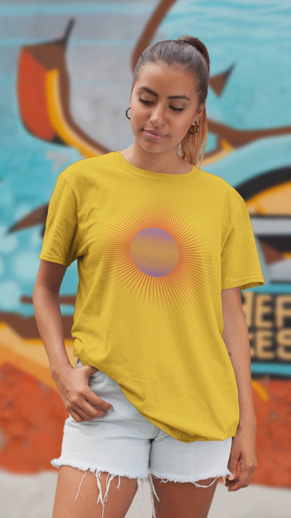 Unisex Radiant Sunset Graphic T-Shirt - Vibrant Abstract Solar Design Tee - Unisex Cotton Shirt - Casual Streetwear - Unique Artist Apparel